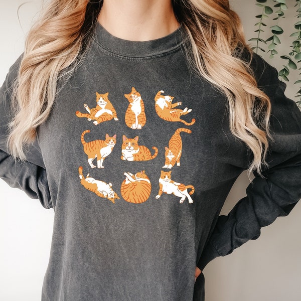 Cute Orange Cat Comfort colors Shirt, Orange Cat T-Shirt, Orange Cat Mom Sweatshirt, Orange Cat Owner Gift, Orange Tabby Cat Tee, Ginger Cat