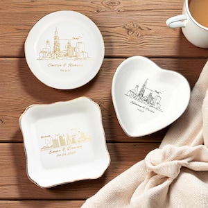 Personalized Skyline Jewelry Dish, Engagement Ring Holder, Las Vegas Wedding Ring Dish, City Trinket Dish, New York City Skyline Ring Dish image 5