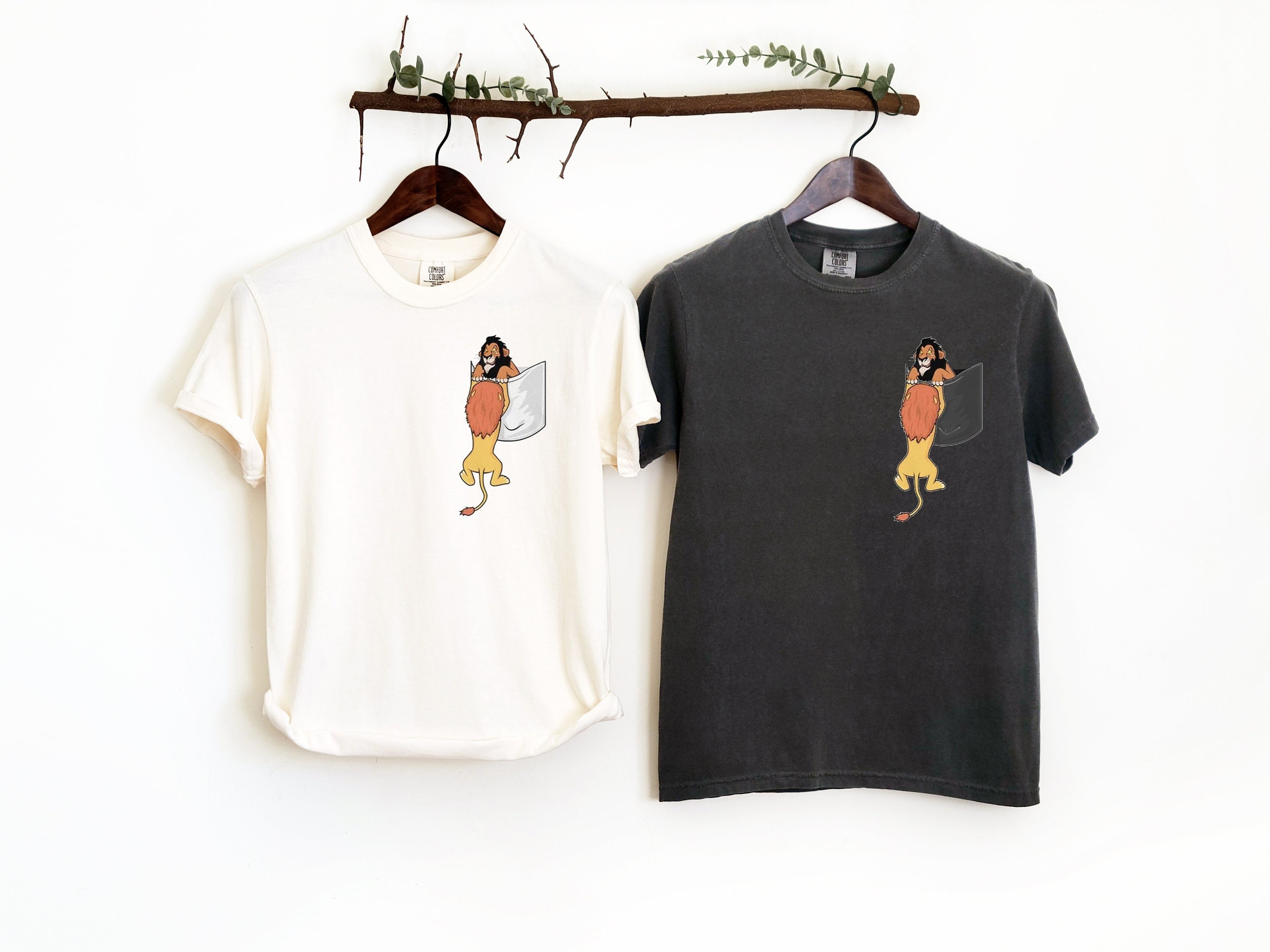 Scar and Mufasa in a Pocket Shirt, the Lion King Shirts, Men