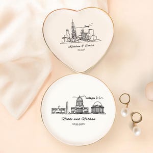 Personalized Skyline Jewelry Dish, Engagement Ring Holder, Las Vegas Wedding Ring Dish, City Trinket Dish, New York City Skyline Ring Dish image 9