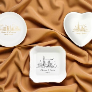 Personalized Skyline Jewelry Dish, Engagement Ring Holder, Las Vegas Wedding Ring Dish, City Trinket Dish, New York City Skyline Ring Dish image 6