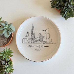 Personalized Skyline Jewelry Dish, Engagement Ring Holder, Las Vegas Wedding Ring Dish, City Trinket Dish, New York City Skyline Ring Dish image 11