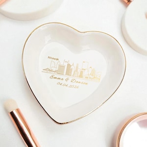 Personalized Skyline Jewelry Dish, Engagement Ring Holder, Las Vegas Wedding Ring Dish, City Trinket Dish, New York City Skyline Ring Dish image 13
