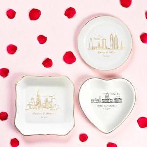 Personalized Skyline Jewelry Dish, Engagement Ring Holder, Las Vegas Wedding Ring Dish, City Trinket Dish, New York City Skyline Ring Dish image 8
