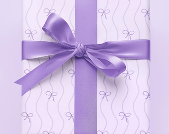 Purple Bow Wrapping Paper: Elegant Gift Wrap, Party Supplies