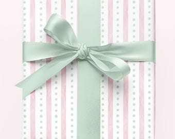 Watercolor Pastel Wrapping Paper: Striped & Spotted Gift Wrap