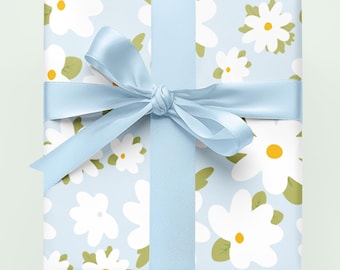 Daisy Gift Wrap Roll: Cheerful Floral Design, Eco-Friendly Party Supplies