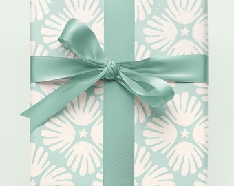 Seashell Starburst Wrapping Paper: Coastal Gift Wrap, Beachy Design