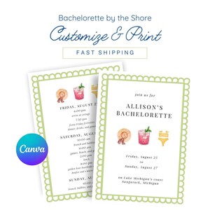 Junggesellinnenabschied Einladung, Programm & Menü – Bachelorette by the Shore Edition