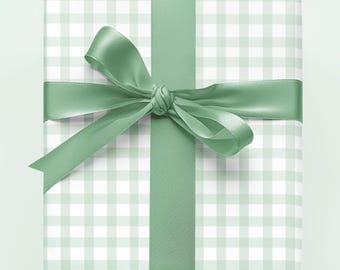 Green Gingham Design for Baby Shower or Birthday, Gift Wrap Roll, Gift Packaging, Eco-Friendly