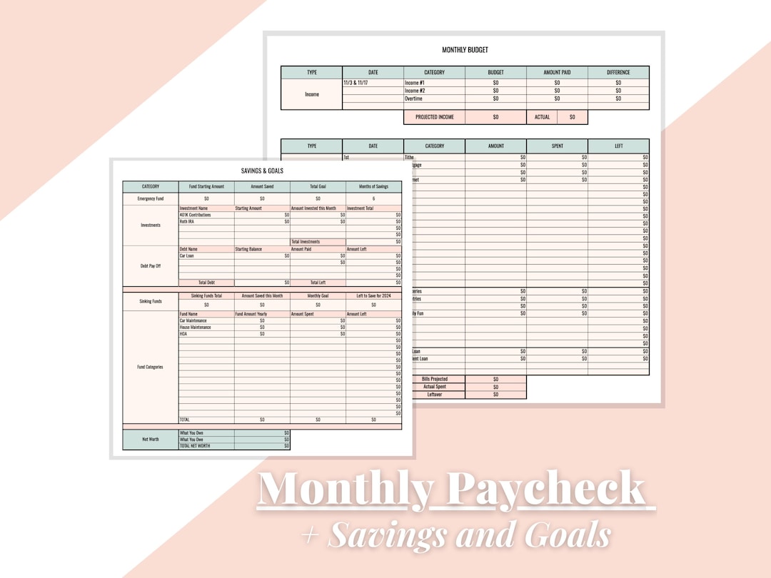 Monthly Pay Check Routine Monthly Paycheck Budget Template - Etsy