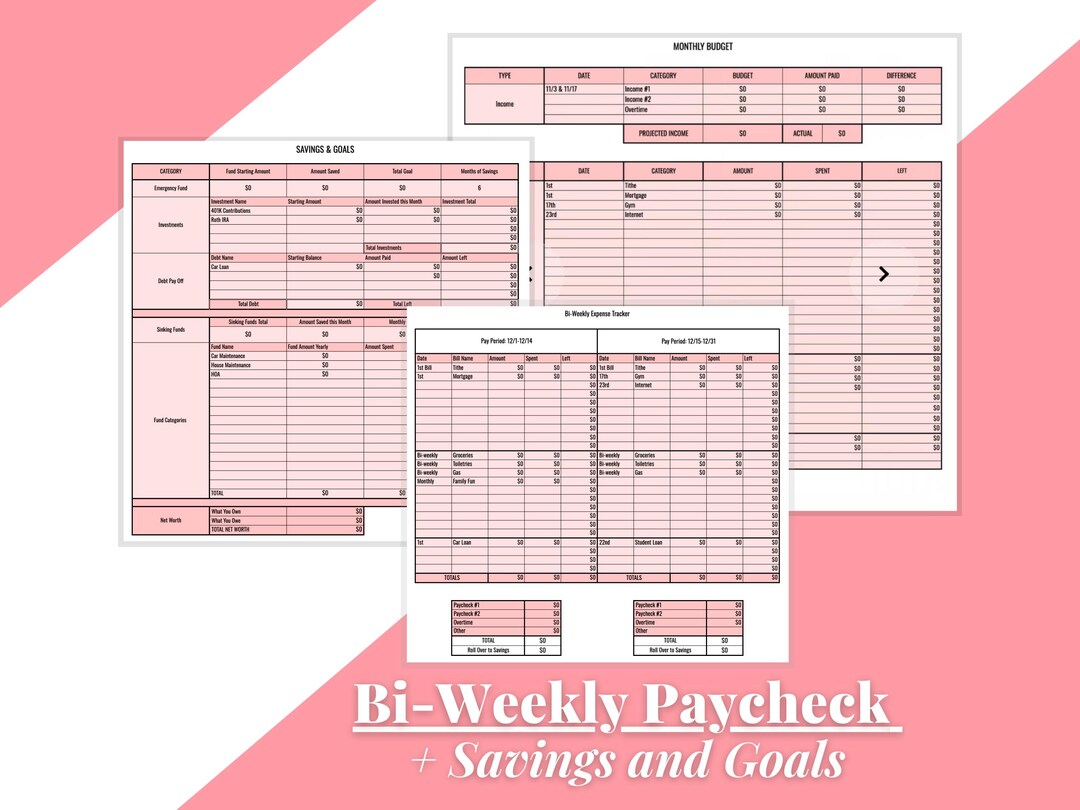 Bi-weekly Paycheck Budget Tracker - Etsy