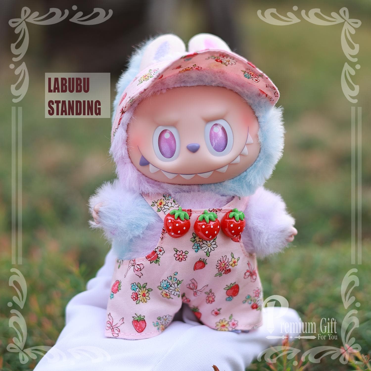 Made to Order Labubu Pink Clothes Overalls , Lychee, Labobo
