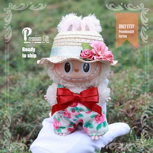 Labubu Flower overalls  floral clothes, Garden Style, Ready to ship Xmas Handmade new series,  tenue, labubu outfits dungarees, labubu love