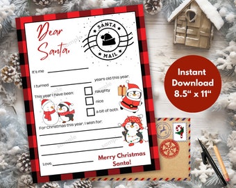 Letter to Santa Printable: Christmas Wish List for Kids (PDF) - Etsy