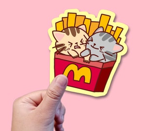 Katze Aufkleber, Wasserdichter Aufkleber, Vinyl Aufkleber, Journaling, Scrapbook, Laptop, Becher, Hydoflask Aufkleber, Journal, Fries Aufkleber