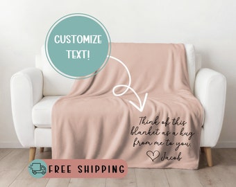 Custom Text Velveteen Plush Blanket, Personalized Name Customizable Throw Blanket, Throw with Text and Color of Choice, Cute Couch Accent