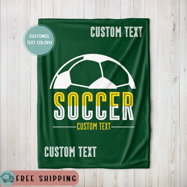 Custom Soccer Team Name Blanket, Soccer Blanket Personalized, Velveteen Plush Personalized Soccer Blanket, Soccer Team Name Number Throw