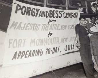 Vintage, Rare, fotografía del 6 de julio de 1942, Etta Moten, Porgy and Bess Cast, Fort Monmouth Outdoor Theatre NJ, Cheryl Crawford, George Gershwin