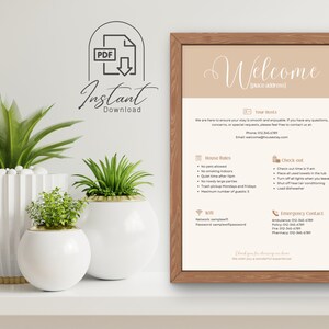 Welcome Sign for Airbnb Hosts, Vacation Rental Printable, Guest Arrival Poster, Editable Vrbo, Welcome Home, Rules, Wifi, Canva Template