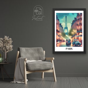 Impresión de París, Arte de la pared de París Francia, Decoración de Airbnb de la ciudad, Cartel de viaje de la Torre Eiffel, Impresión de moda de París, Arte moderno francés, Acuarela digital