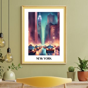 New York Print, New York City Wandkunst, Manhattan Airbnb Dekor, New York Reiseplakat, Trendy Manhattan Print, NYC moderne Kunst, digitale Kunst