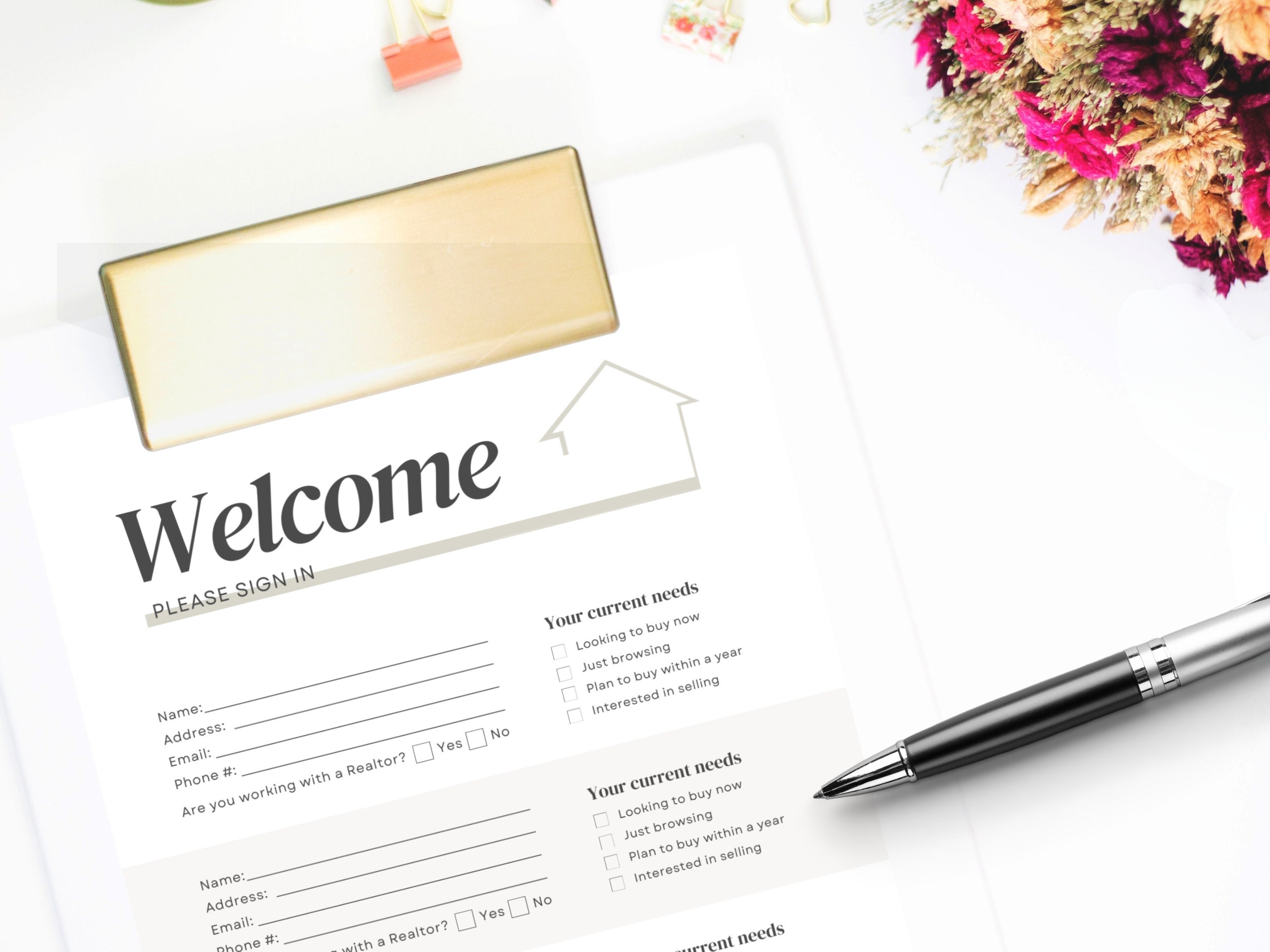 Open House Form, Real Estate Agent, Realtor Questionnaire, Open House Downloadable Printable ...