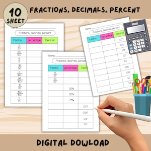 Worksheet Fractions Decimals Percentages Fraction Decimal Percent Proportion Activity 6th