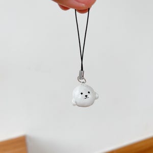 Handmade Cute Seal Charm | Kawaii Animal Phone Strap | Polymer Clay Keychain | Sea Animal Gift | Miniature Seal Accessory