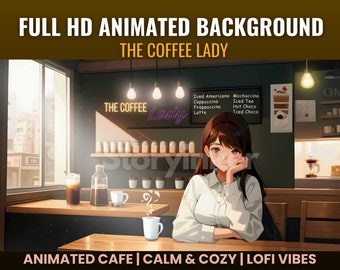 アニメ風カフェアニメーション背景、居心地の良いローファイVtuber（デジタルダウンロード）