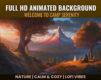 Camp Serenity Animated Desktop Background, Cozy Ambience (Digital Download)