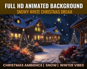 Snowy Christmas Animated Background, Winter Ambience (Digital Download)