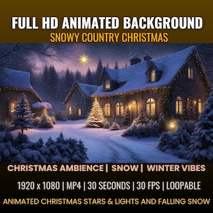 Snowy Country Christmas Animated Desktop Background Videos for Vtubers, Lofi Videos, Cozy Winter, Holiday Ambience, Live Wallpaper