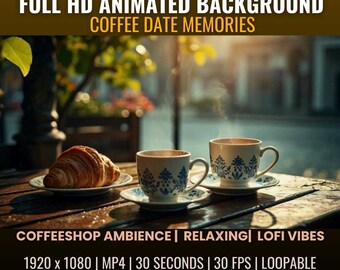 Sfondo animato Cozy Cafe: atmosfera da appuntamento al caffè Lofi (download digitale)
