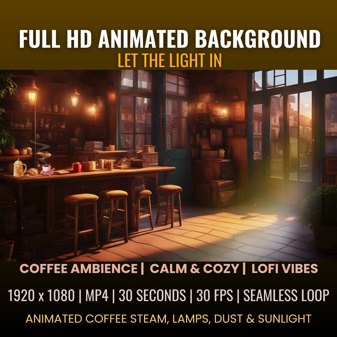 Animated Coffee Shop Background, Cozy Lofi Ambience (MP4 Digital ...