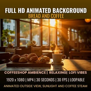 Animated Coffee Shop Desktop Background: Cozy Lofi Video Loop (Digital Download