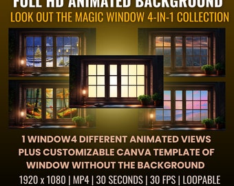 Animierte Magische Fenster Hintergründe mit Lampe, Canva Vorlage (Digitaler Download)