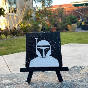 Boba Fett on Galaxy Background Canvas Magnet (3&quot;x3&quot;)
