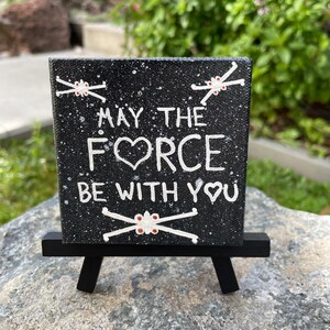 May the Force Be With You Heart Hand-Painted Canvas Magnet Square (3x3&quot;)