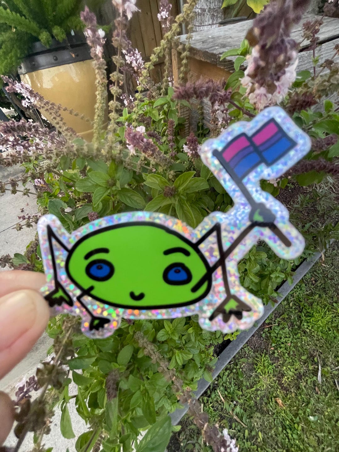 Bisexual Pride Flag Glitter Sticker With Fross the Frog (waterproof ...
