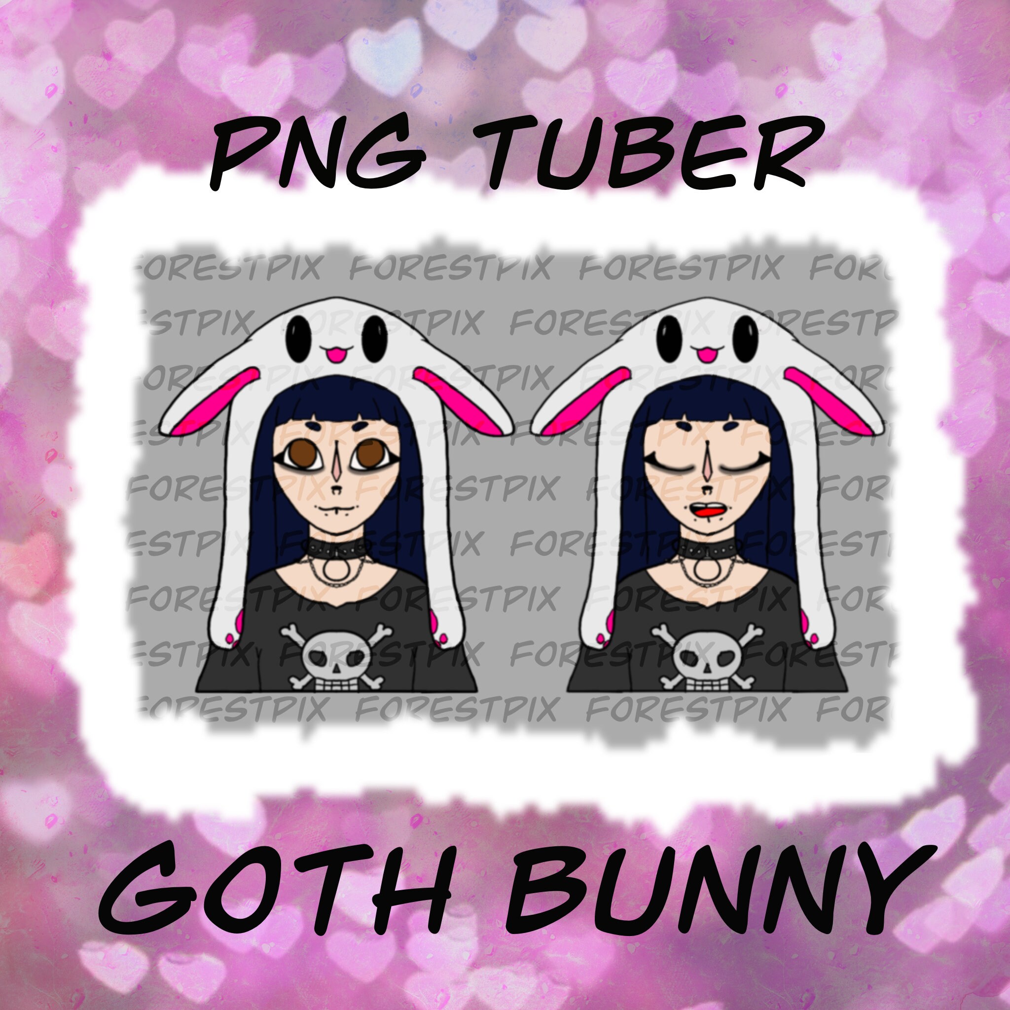 Bunny Hat 'goth' PNG Tuber