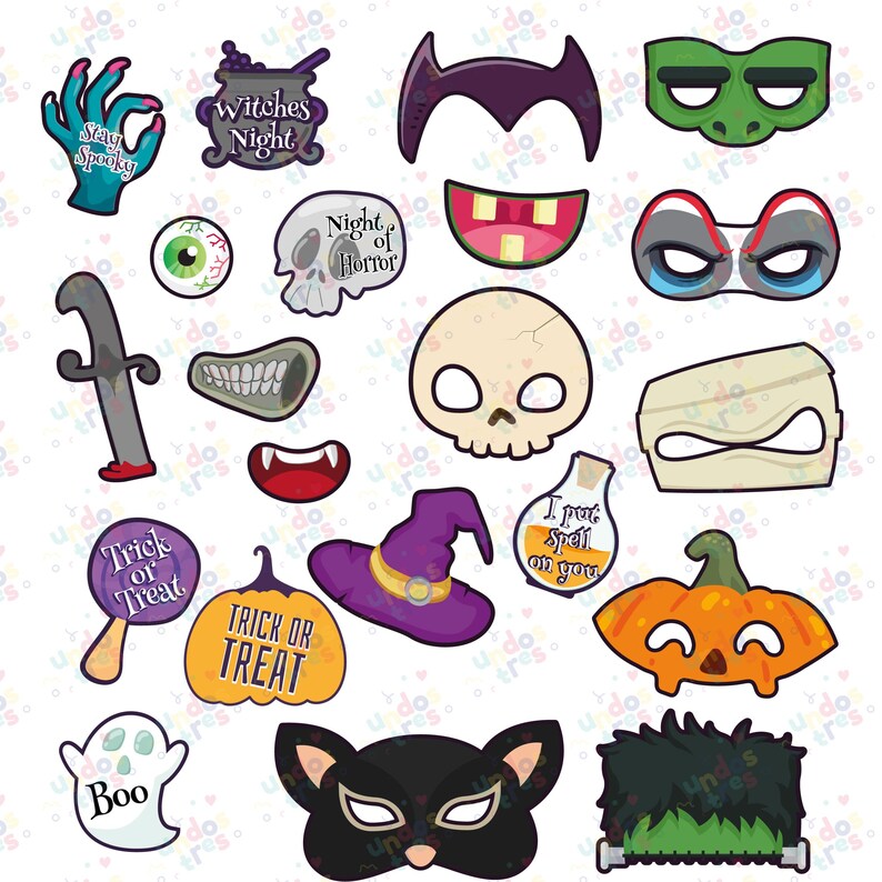 Fun Halloween Printable Props for Photobooth. 21pcs. PDF and SVG Etsy