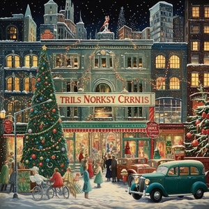 Miljö Weihnachten druckbare Clip digitale Kunst altes Plakat New York Design Bilder Urlaub Karte Geschenke klopfen Papier alles Handwerk DIY PNG