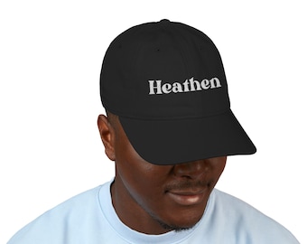 Heathen Dad Cap | Anarchy Symbol Organic Cotton Hat, Rebel Activist Style