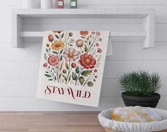 Stay Wild Botanical Tea Towel | Cotton Twill Kitchen Decor