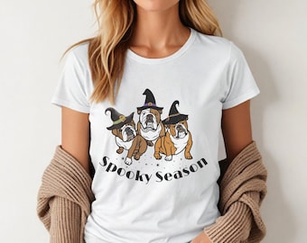 Bulldog Lover Halloween T-Shirt, Women's Spooky Season Shirt, Dog Lover Gift