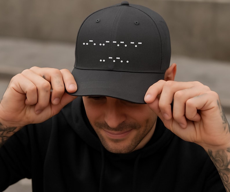 Morse Code Resist Cap | Subtle "F* ICE" Message Dad Hat image 1