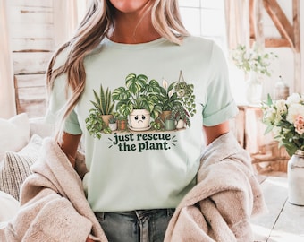 Funny Plant Lover Tee, Rescue the Plant, Tropical Houseplant Gift