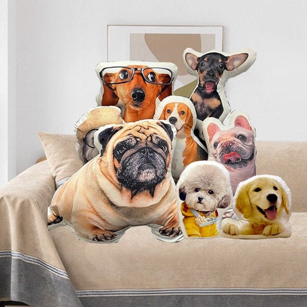 Custom Dog Pillow,Personalized 3D Pet Pillow,Pet Memorial Gifts,Cute Pets Picture Keychain,Animal Pillow Sofa Car Decorative Pillow