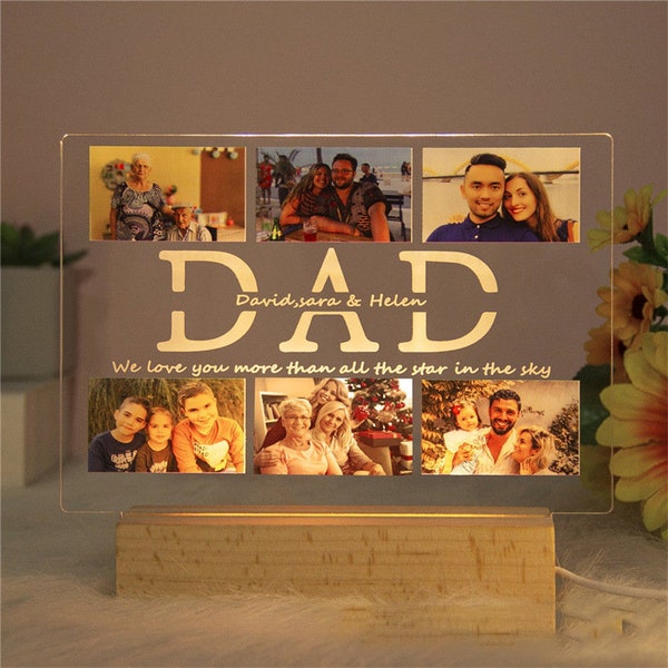 Personalized Photo Night Light Acrylic Song Badges Custom Lamp With Anniversary Gift Custom  Gift for DAD